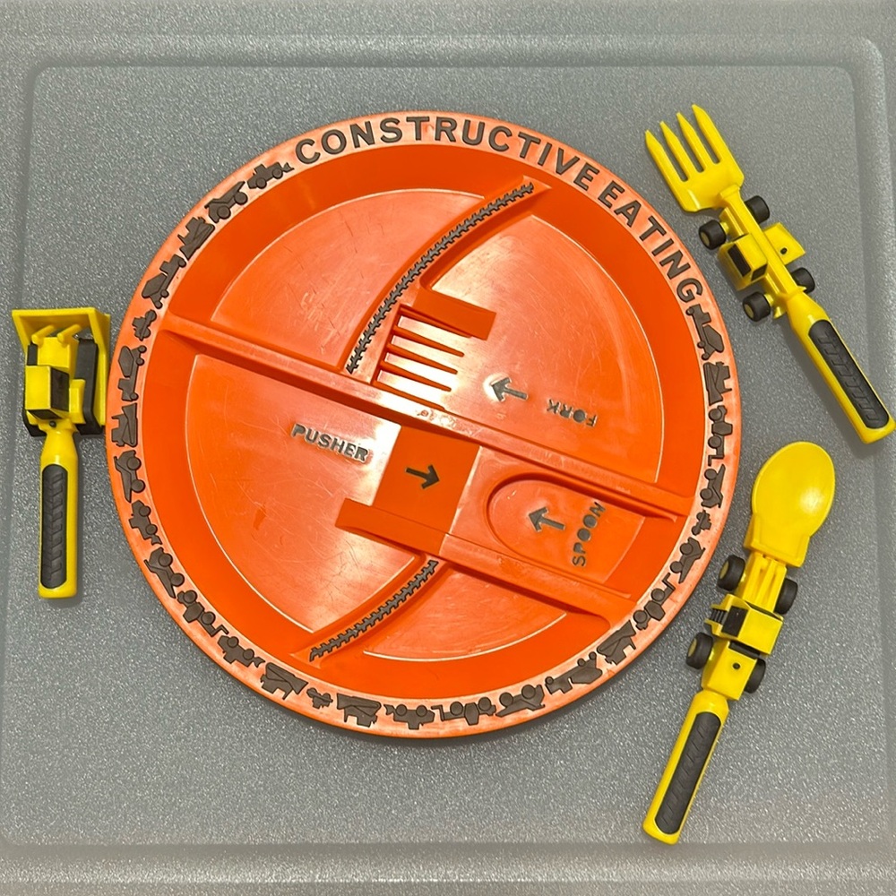 Constructive Eating Plate and Utensils Set - toddler dinnerware